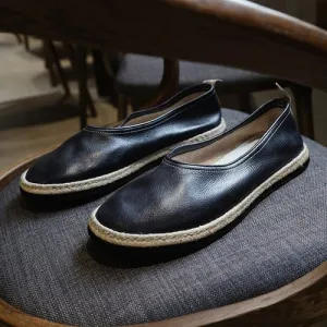Men handmade stitched leather sole shoes