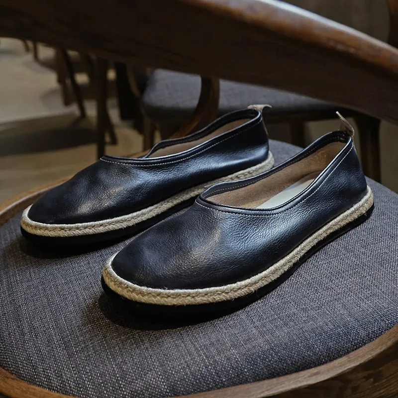 Men handmade stitched leather sole shoes
