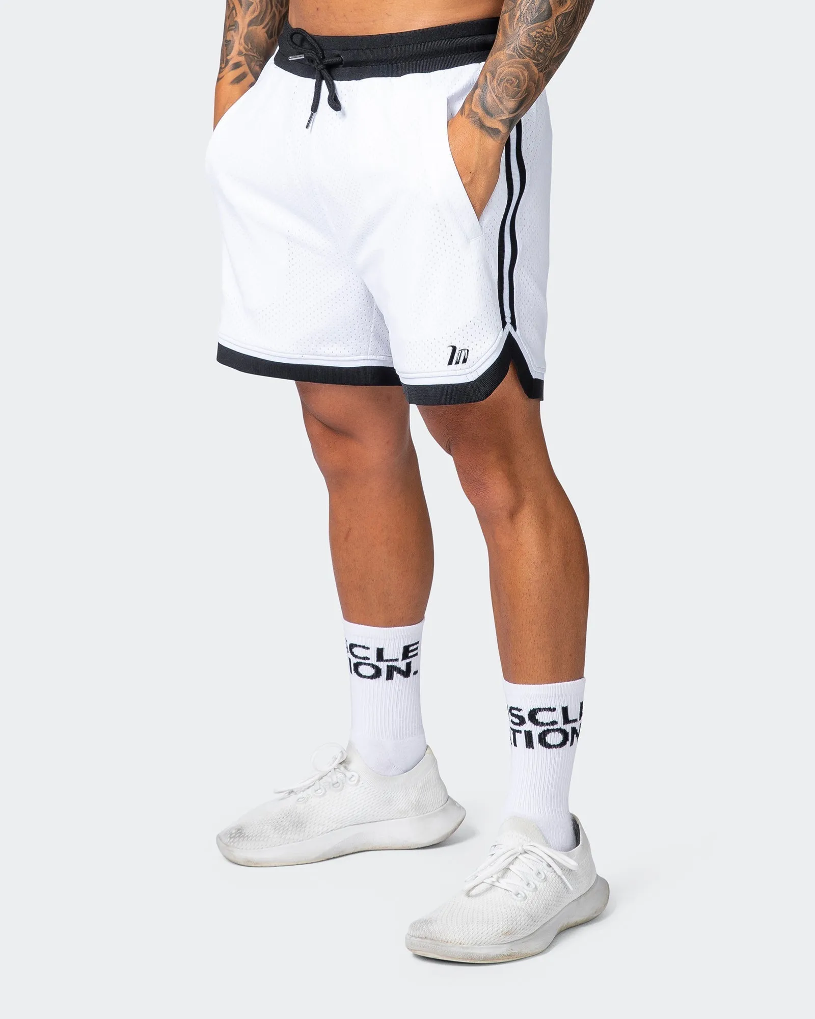Mens 5" Basketball Shorts - White