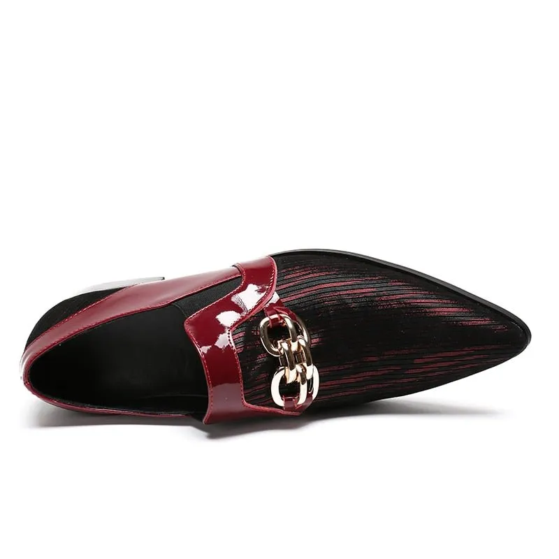 Mens Genuine Leather Red Party Wedding Formal Shoes