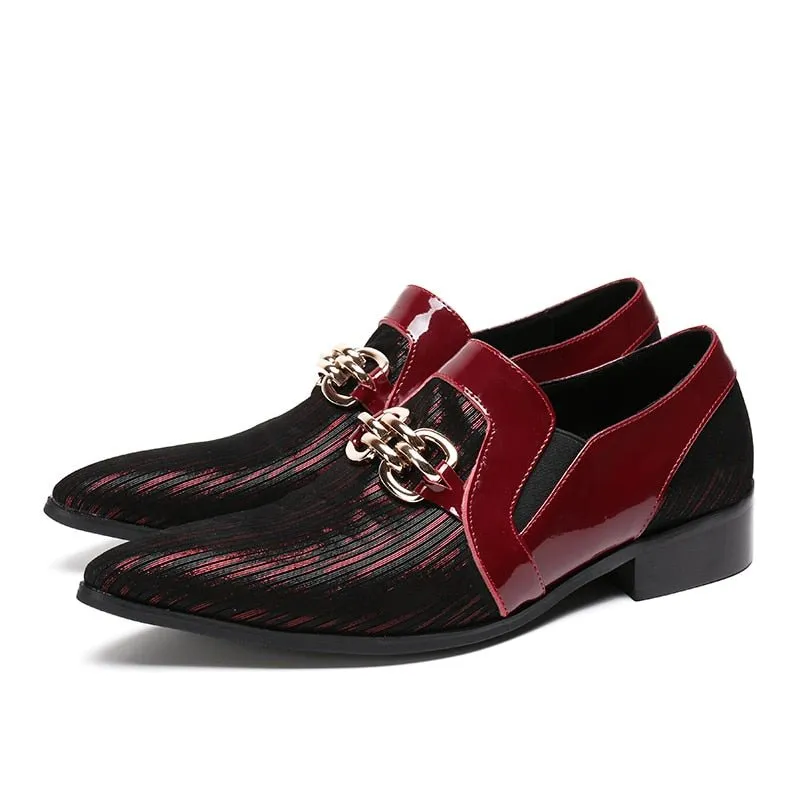 Mens Genuine Leather Red Party Wedding Formal Shoes