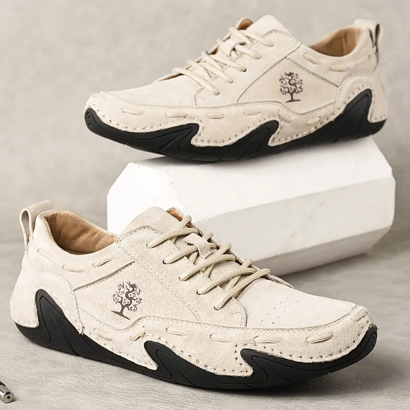 Men's Handmade Italian Leather Lace Up Loafer Shoes