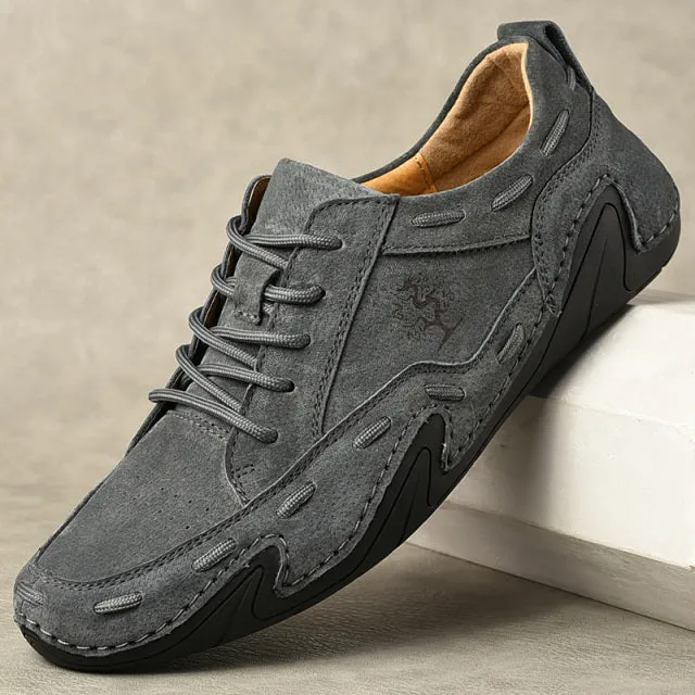 Men's Handmade Italian Leather Lace Up Loafer Shoes