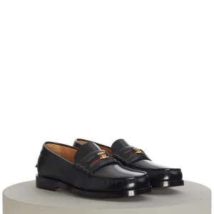 Men's Loafer With Double G In Black Leather