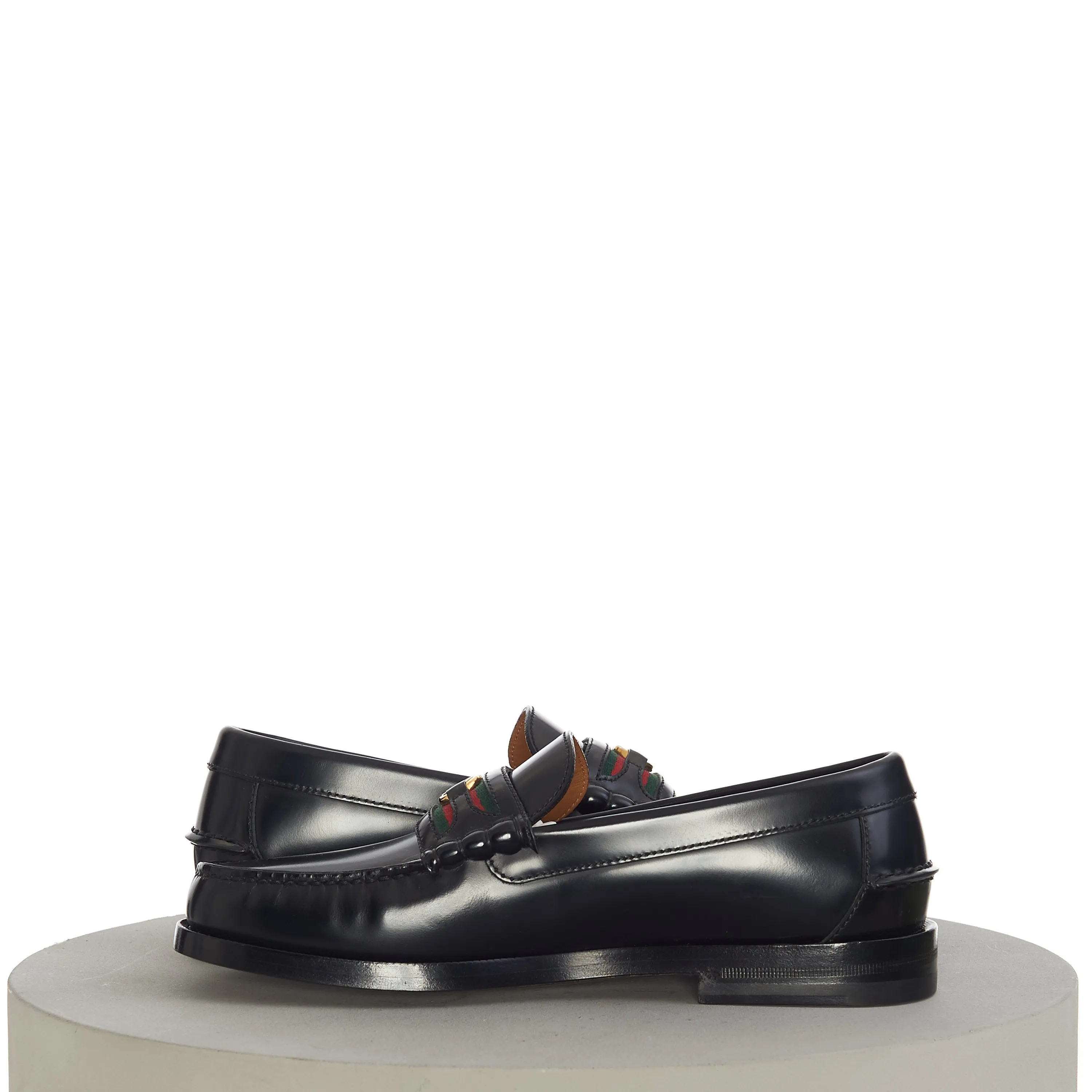 Men's Loafer With Double G In Black Leather