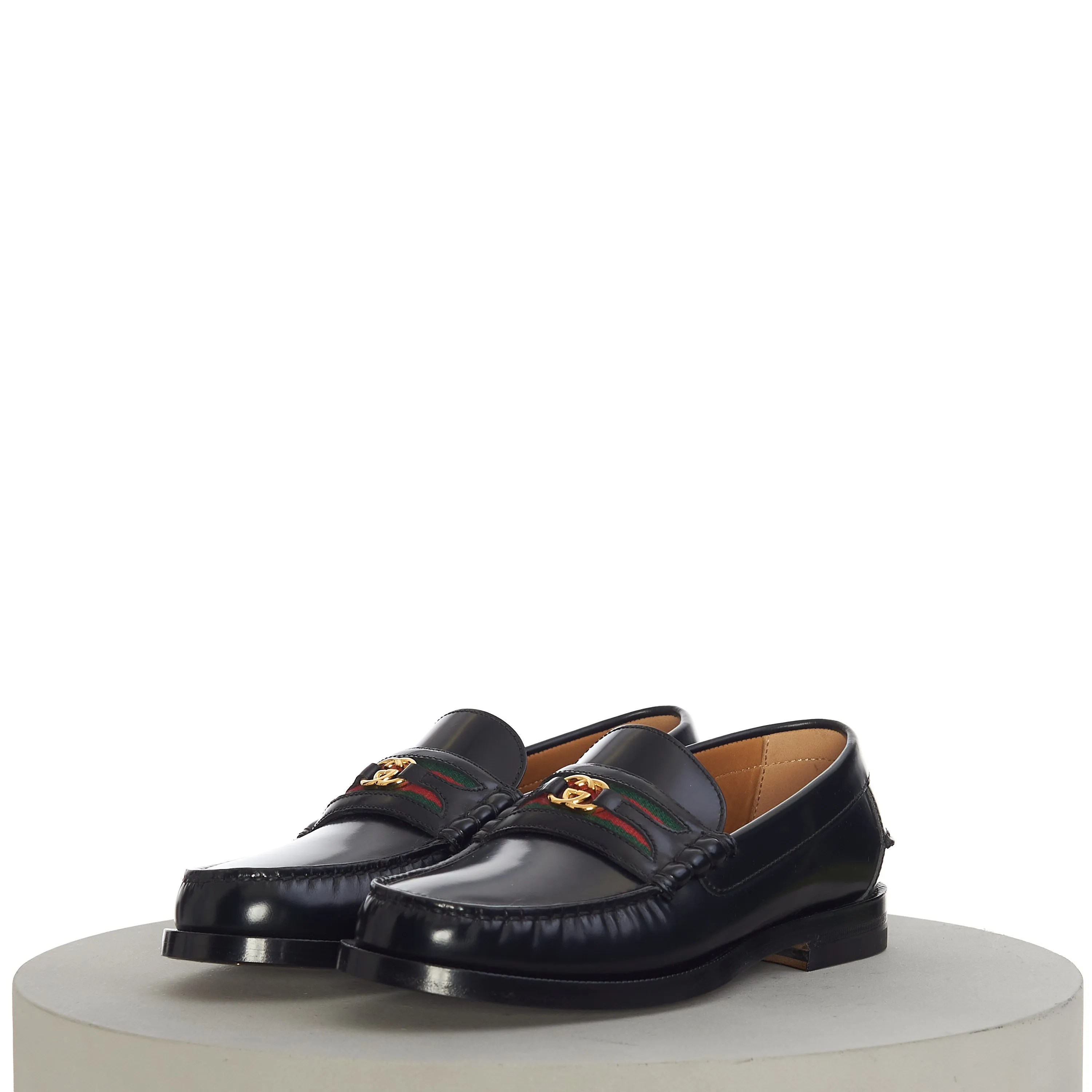 Men's Loafer With Double G In Black Leather