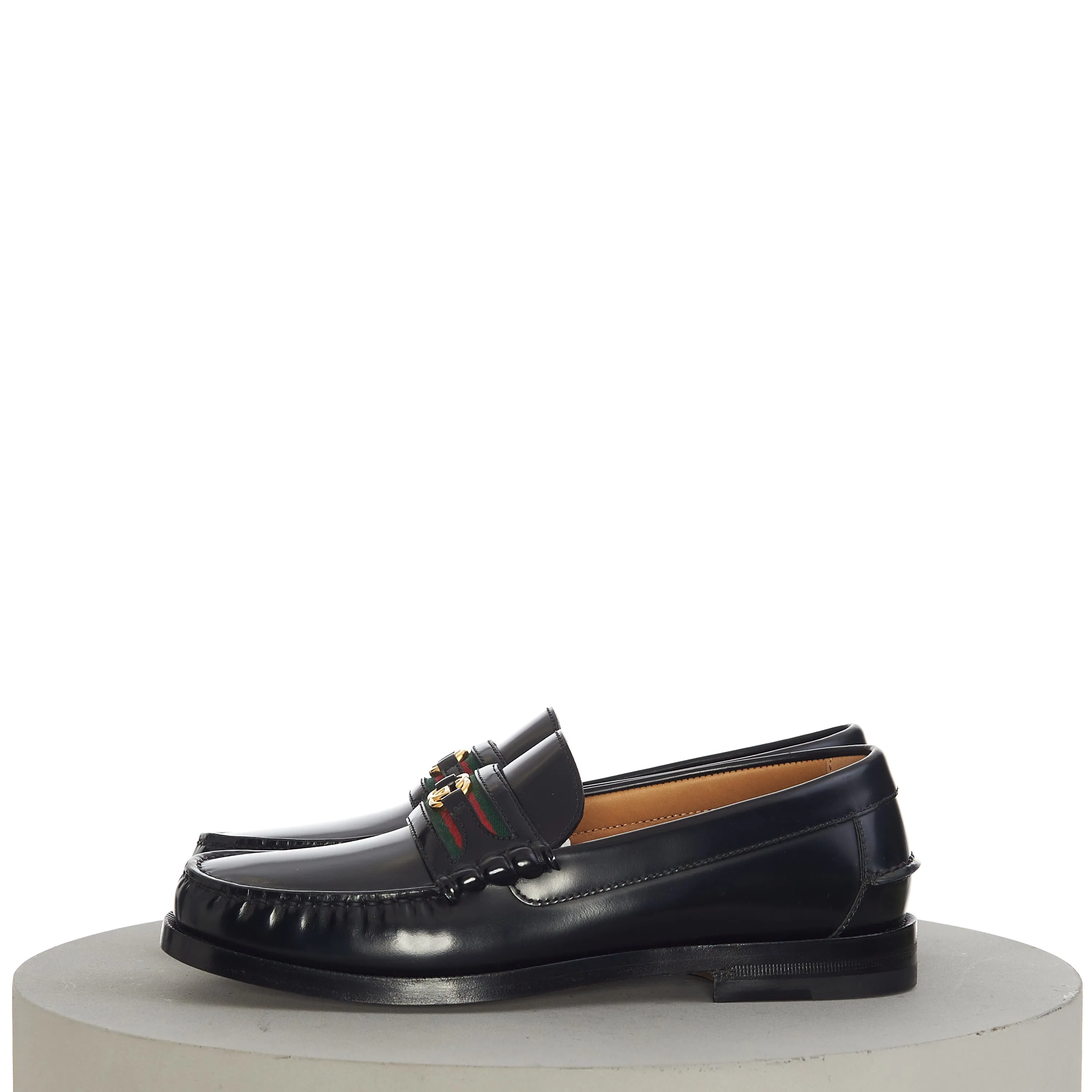 Men's Loafer With Double G In Black Leather