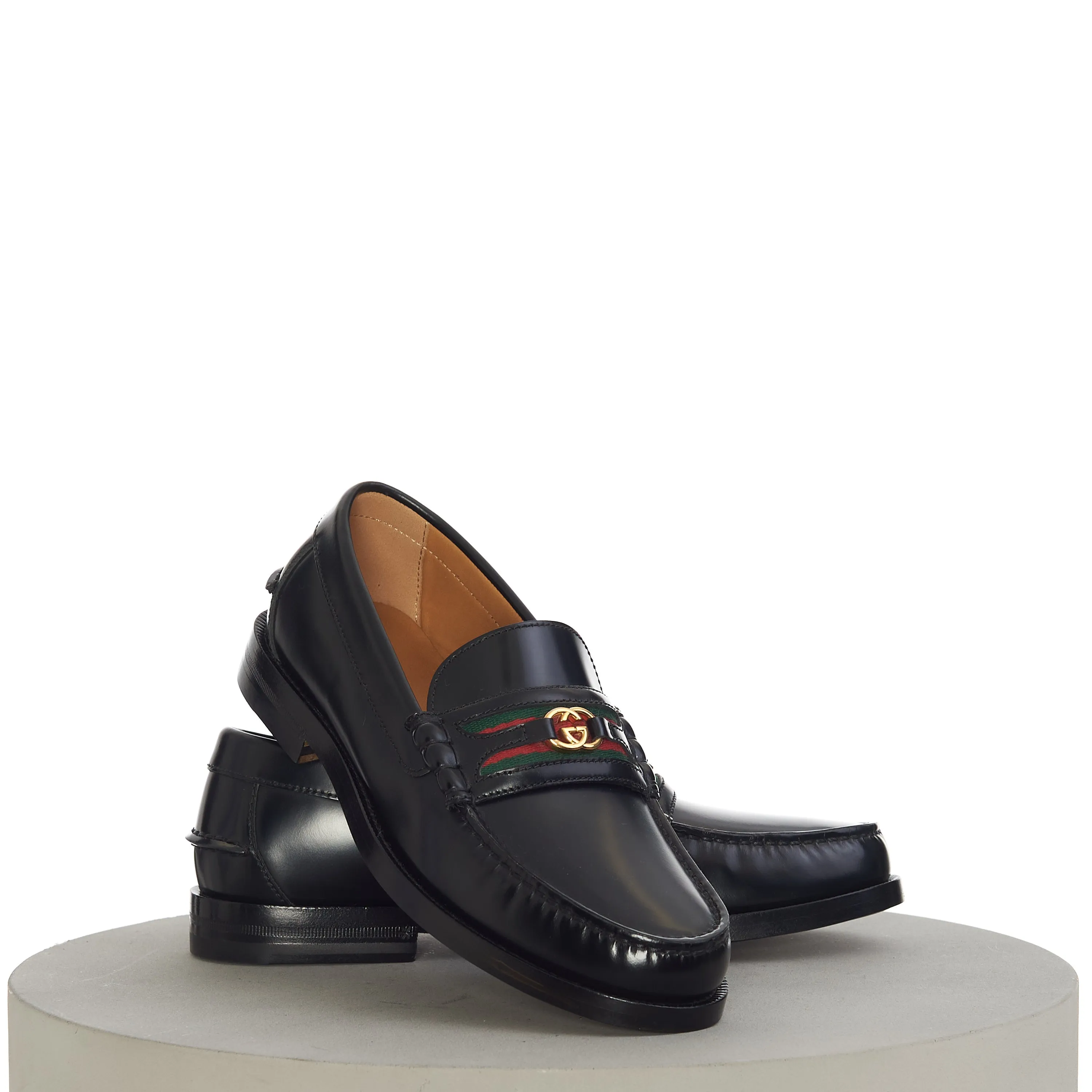 Men's Loafer With Double G In Black Leather