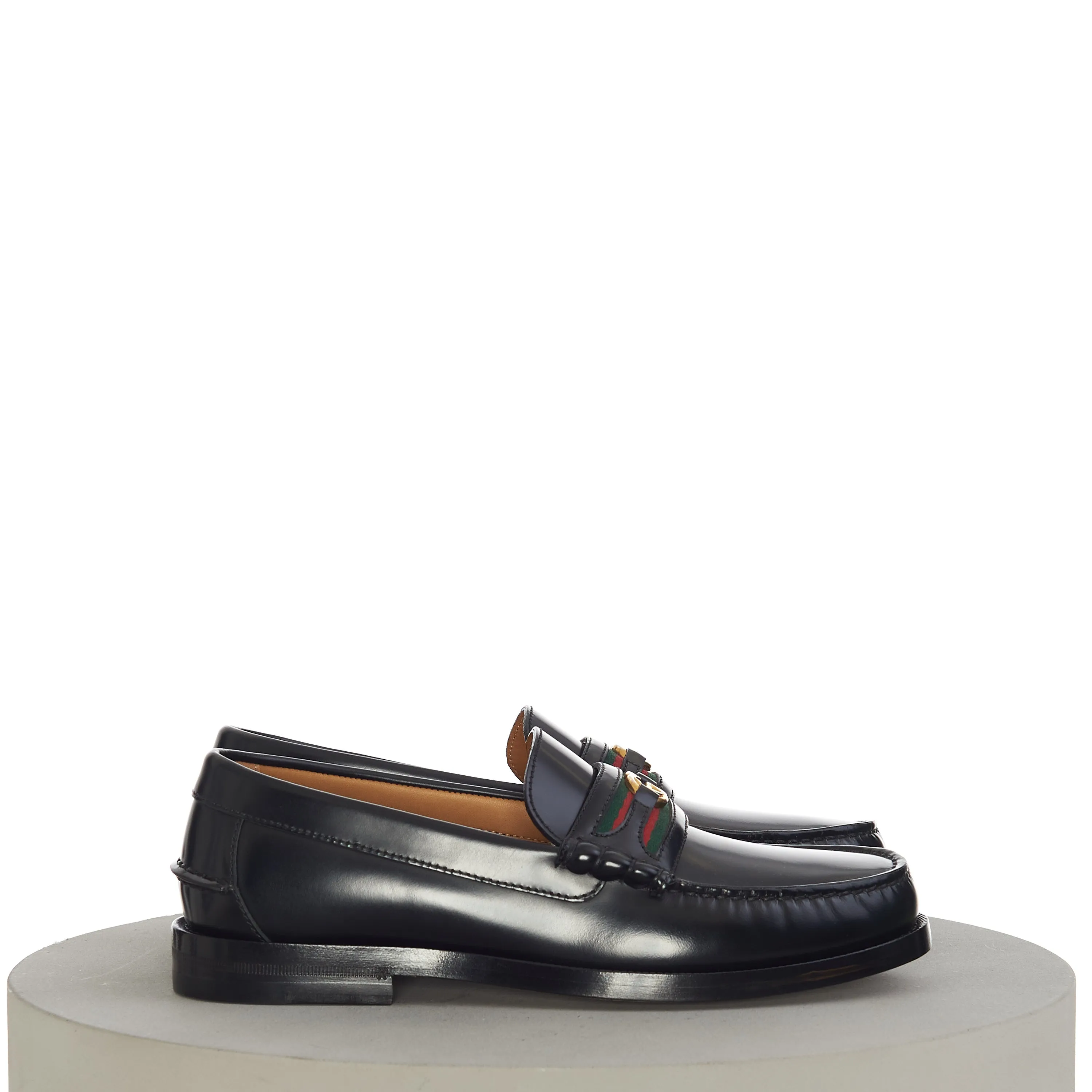 Men's Loafer With Double G In Black Leather