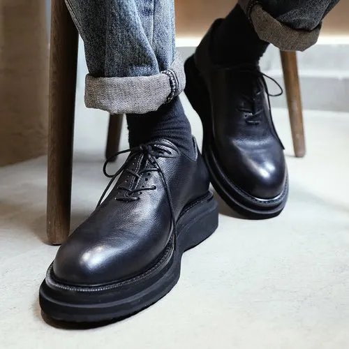 Men's thick sole leather shoes simple height increasing shoes