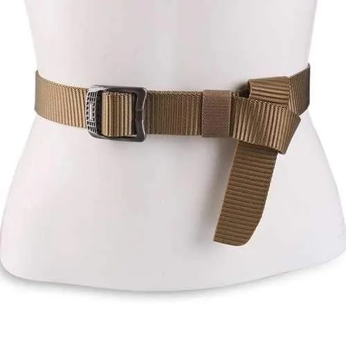 Metal Rectangle Buckle Canvas Belt - Coffee