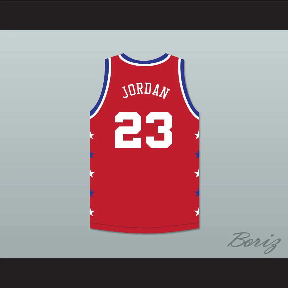 Michael Jordan 23 Magic Johnson All Star Game Red Basketball Jersey 1990 Midsummer Night's Magic Charity Event