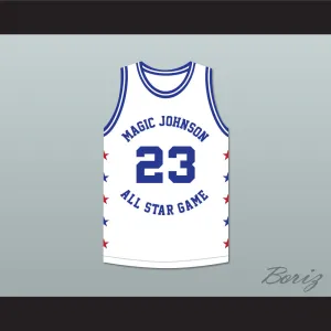 Michael Jordan 23 Magic Johnson All Star Game White Basketball Jersey 1989 Midsummer Night's Magic Charity Event