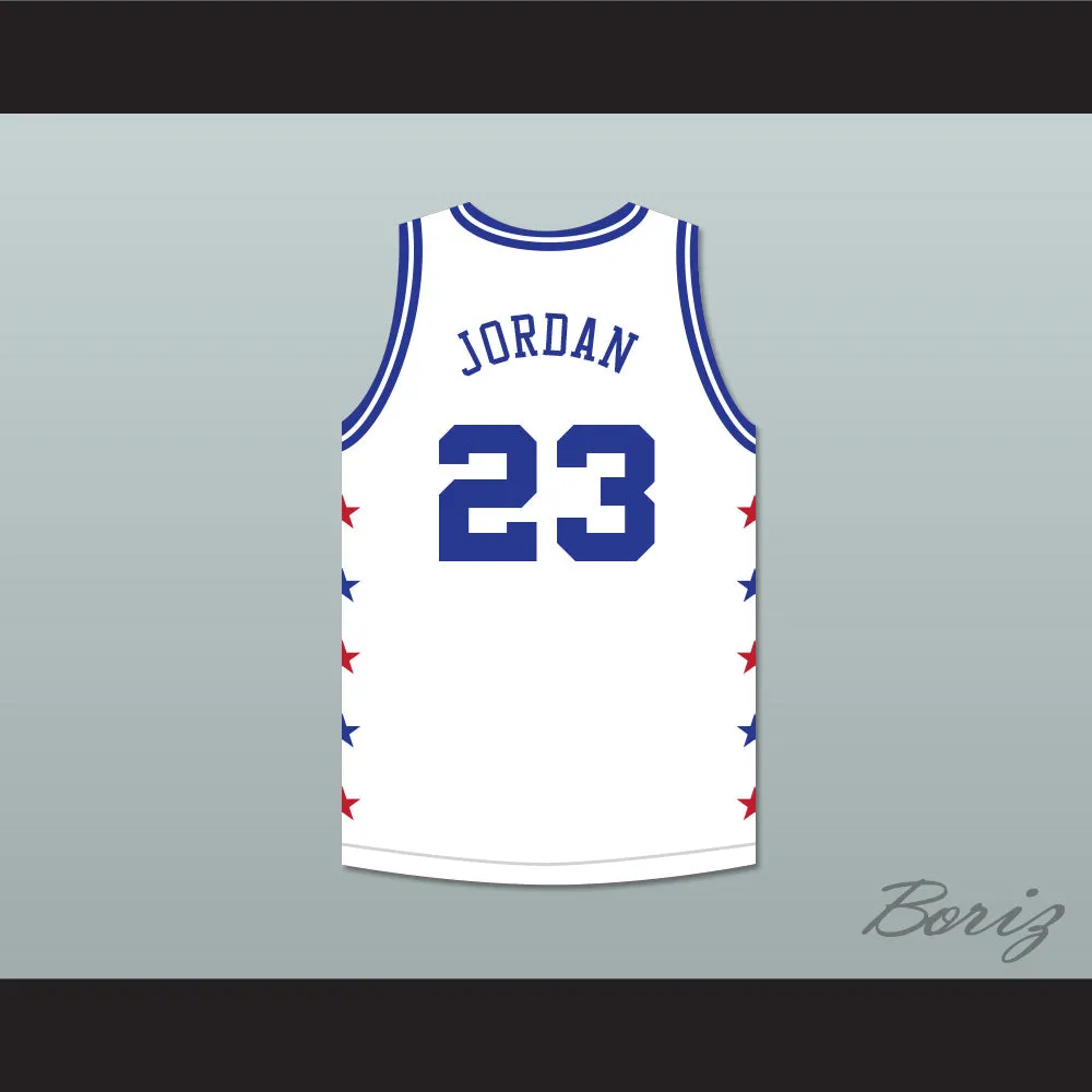 Michael Jordan 23 Magic Johnson All Star Game White Basketball Jersey 1989 Midsummer Night's Magic Charity Event