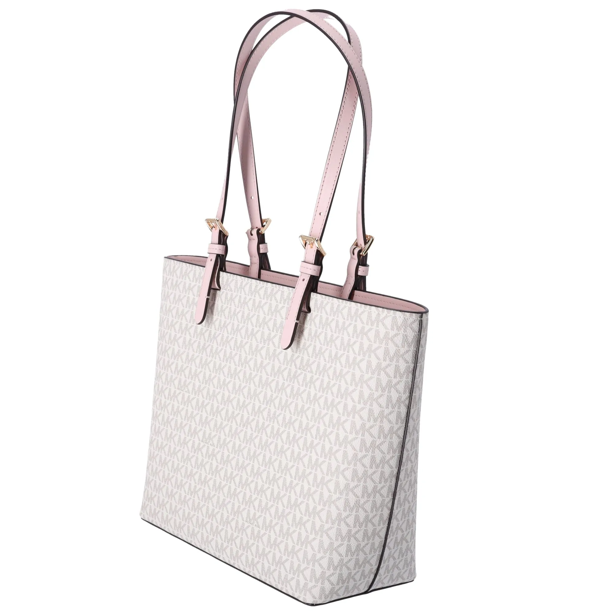 Michael Kors Jet Set Travel Medium Double Pocket Tote Vanilla MK Blush Pink