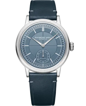 Millesime Men's Automatic Denim Blue Dial Leather Strap Watch