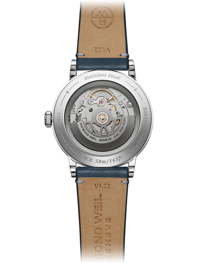 Millesime Men's Automatic Denim Blue Dial Leather Strap Watch