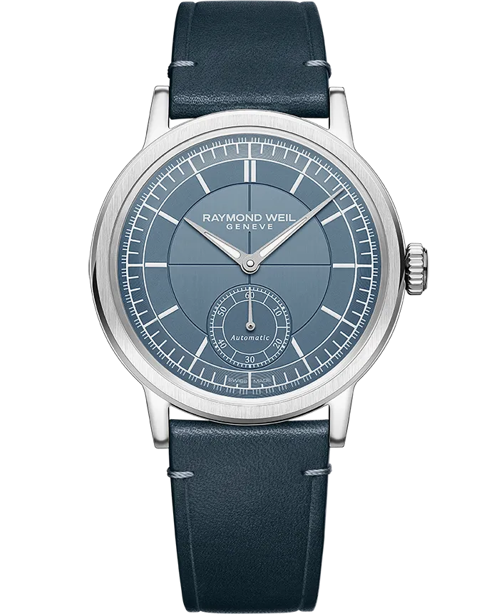 Millesime Men's Automatic Denim Blue Dial Leather Strap Watch