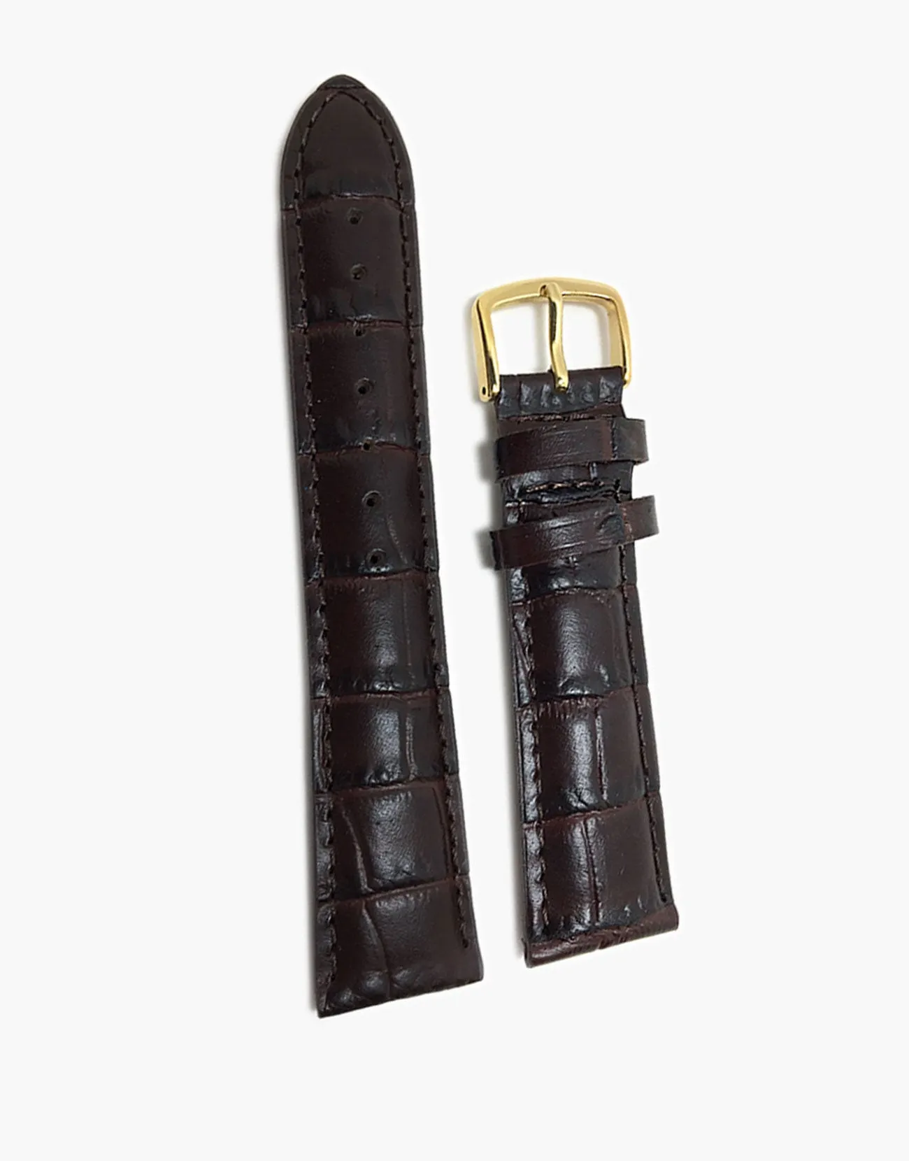 MS835 Brown Genuine CalfSkin gator Grain Watch Band Golden buckle-Hadley-Roma