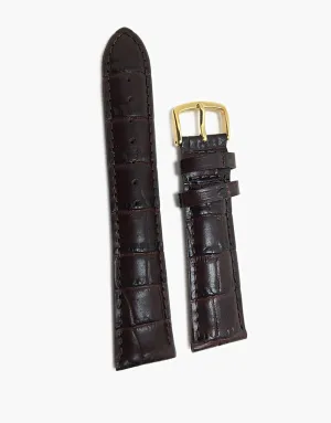 MS835 Brown Genuine CalfSkin gator Grain Watch Band Golden buckle-Hadley-Roma