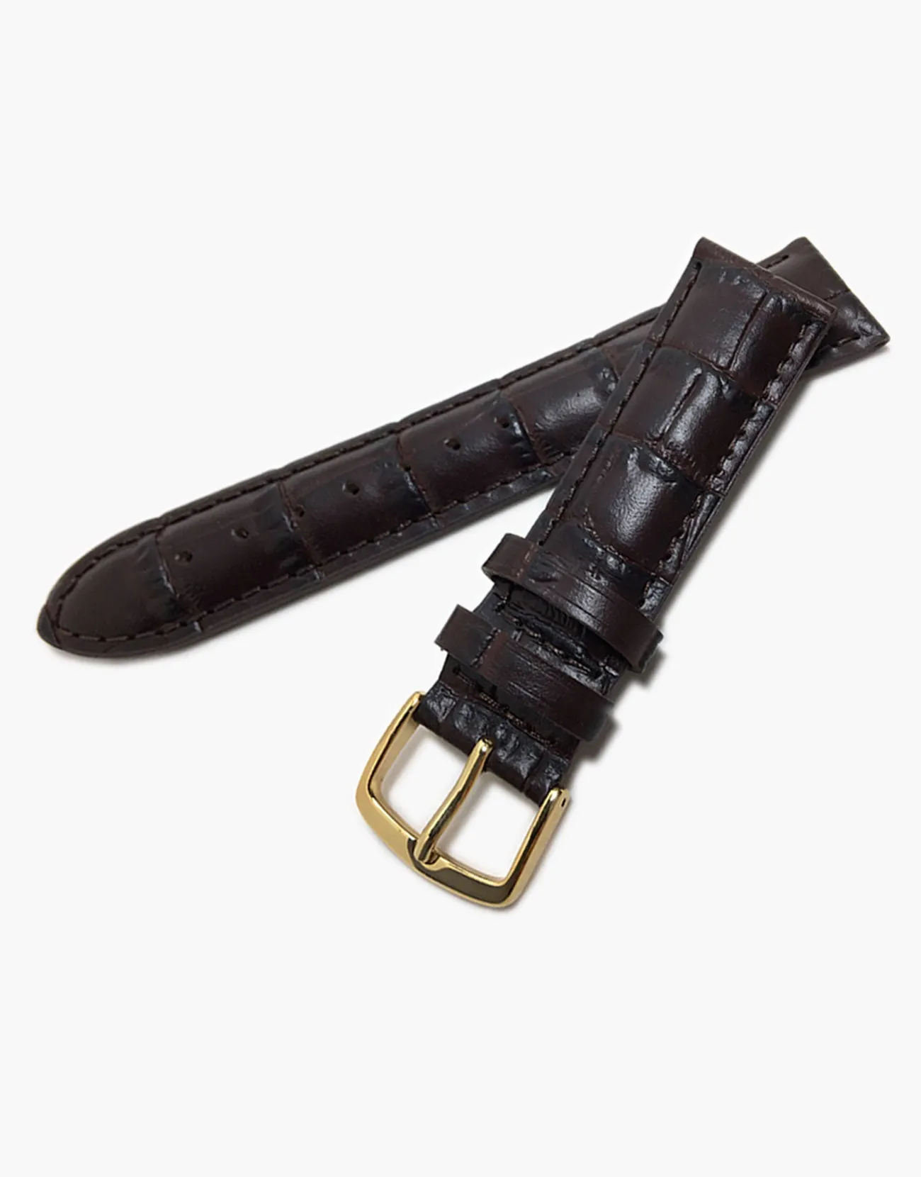 MS835 Brown Genuine CalfSkin gator Grain Watch Band Golden buckle-Hadley-Roma