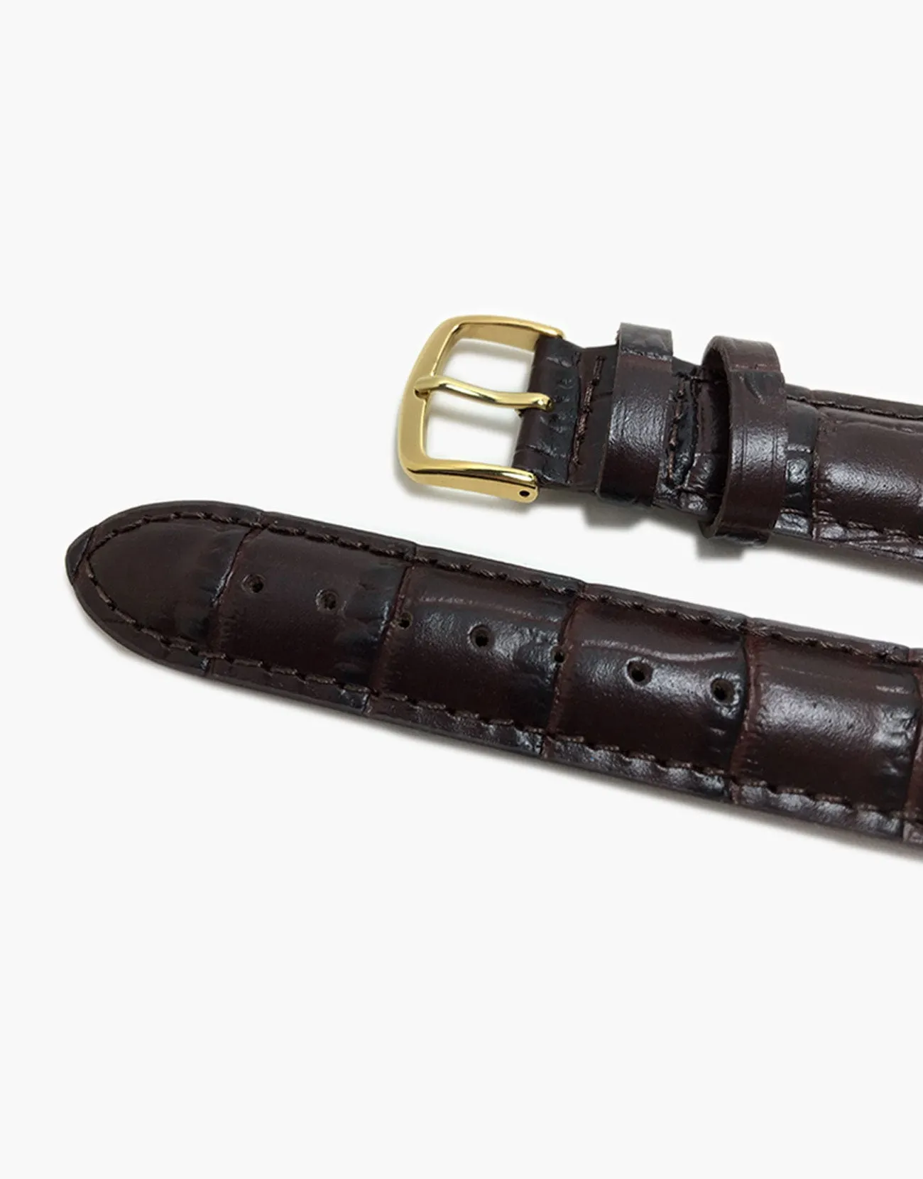 MS835 Brown Genuine CalfSkin gator Grain Watch Band Golden buckle-Hadley-Roma