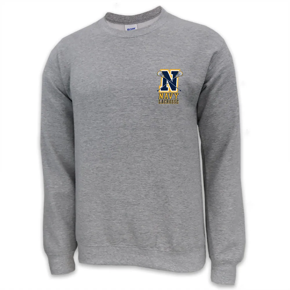 Navy Lacrosse Logo Crewneck