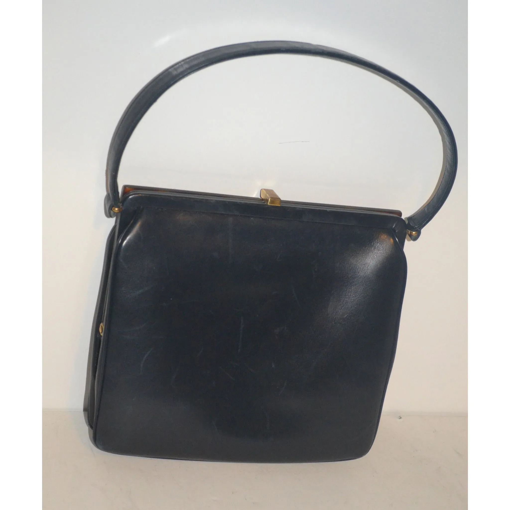 Navy Leather & Tortoise Purse By Susan Gail