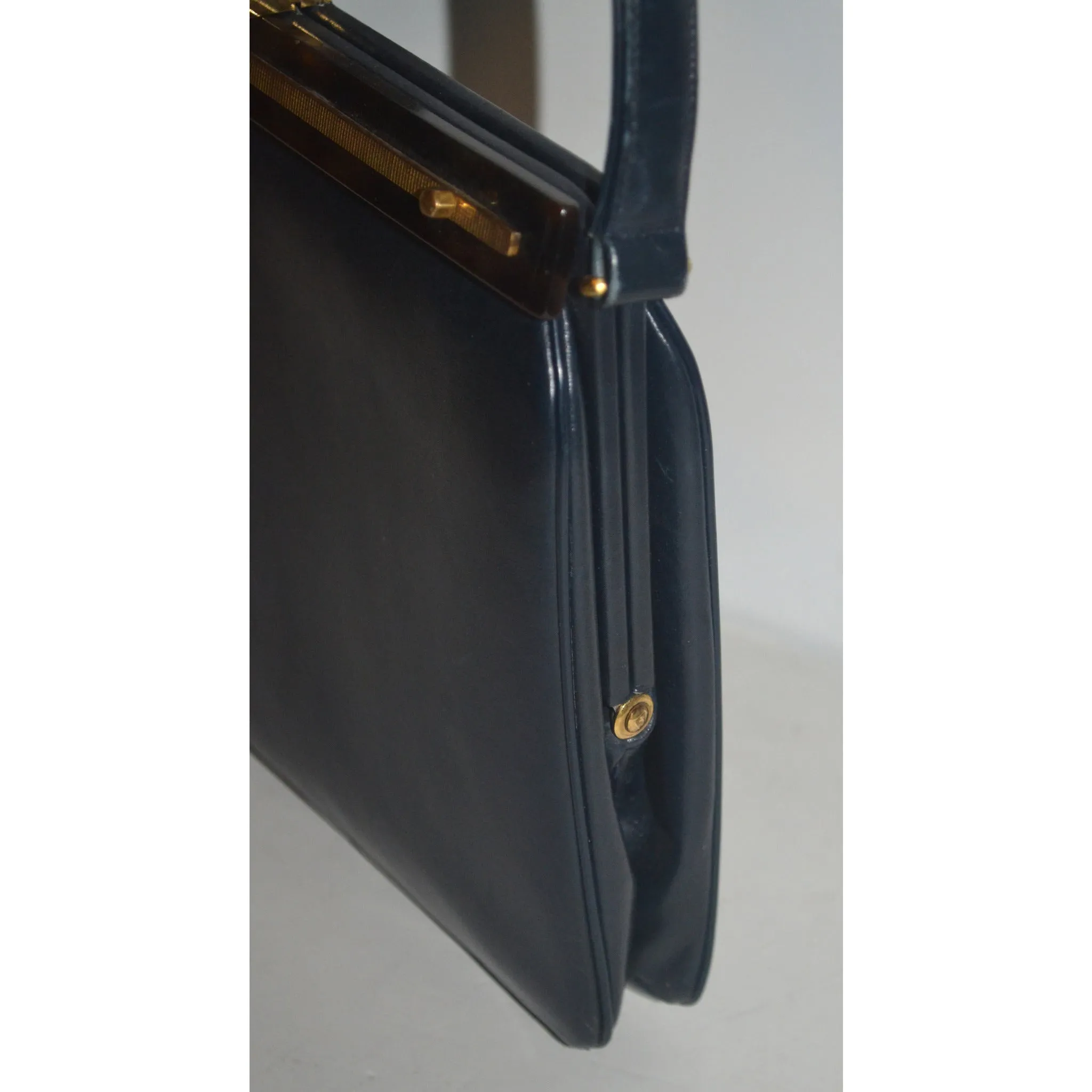 Navy Leather & Tortoise Purse By Susan Gail