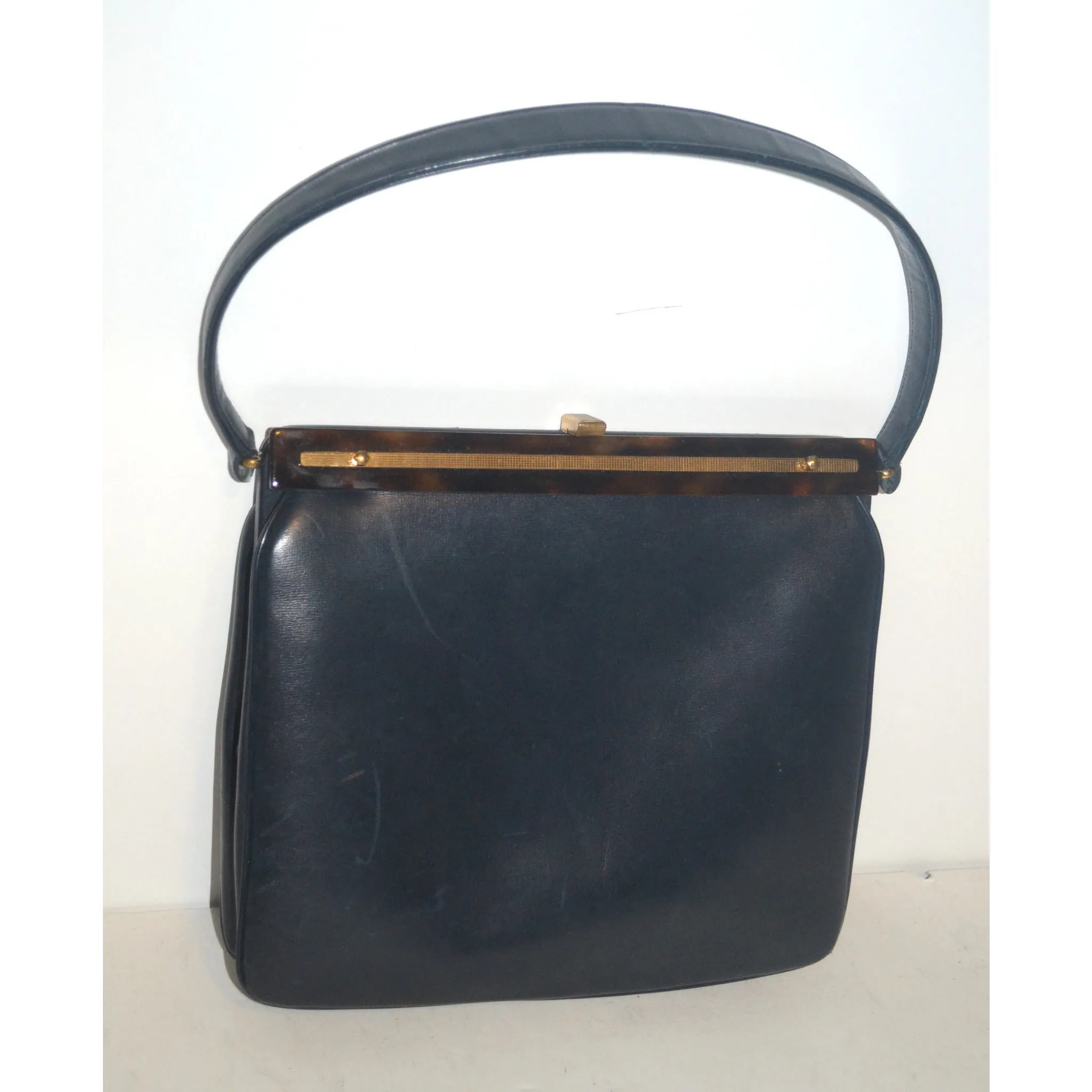 Navy Leather & Tortoise Purse By Susan Gail