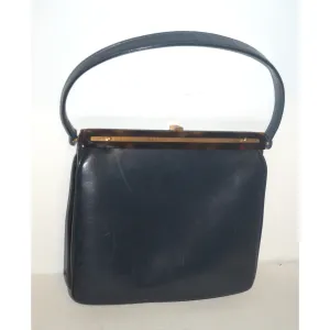 Navy Leather & Tortoise Purse By Susan Gail
