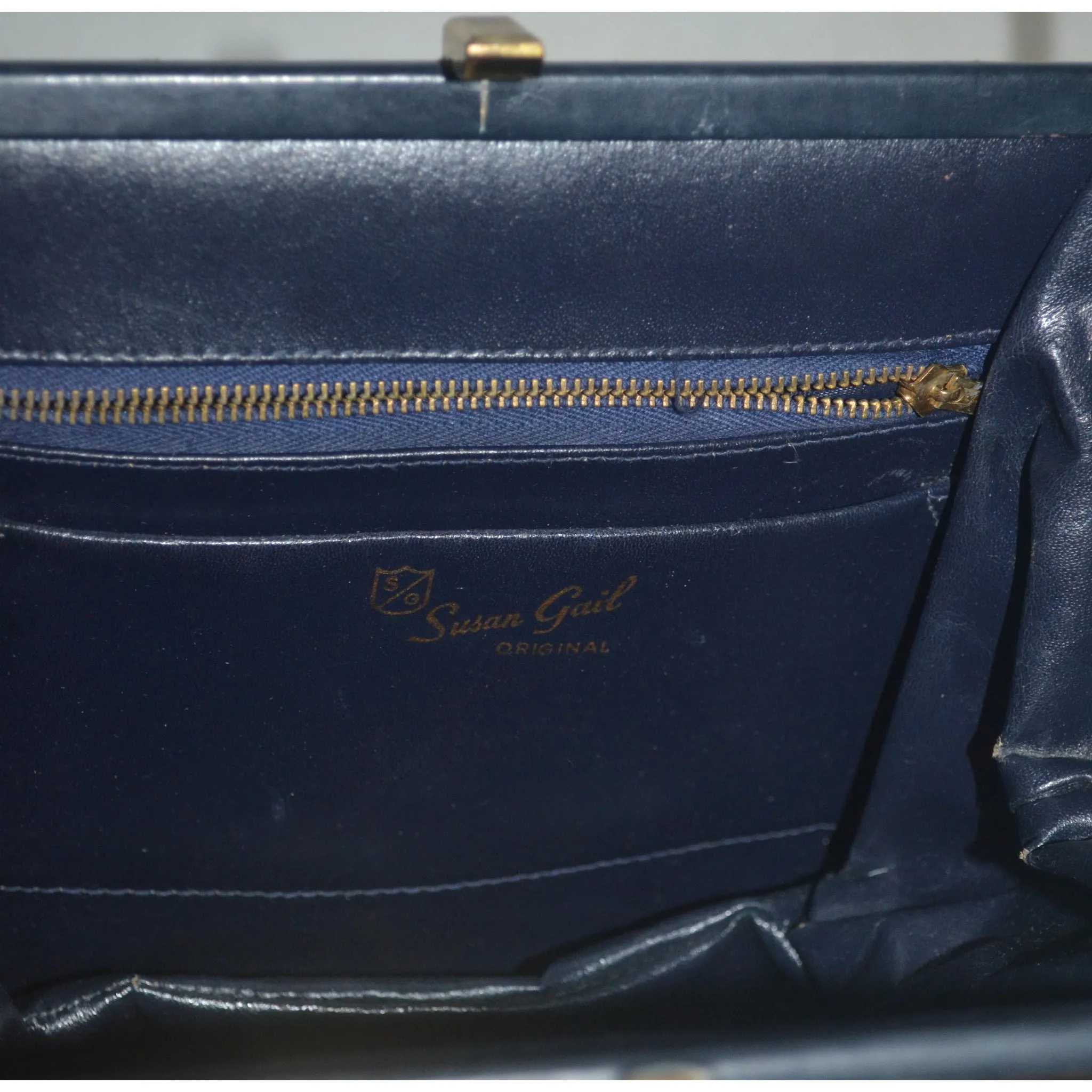 Navy Leather & Tortoise Purse By Susan Gail