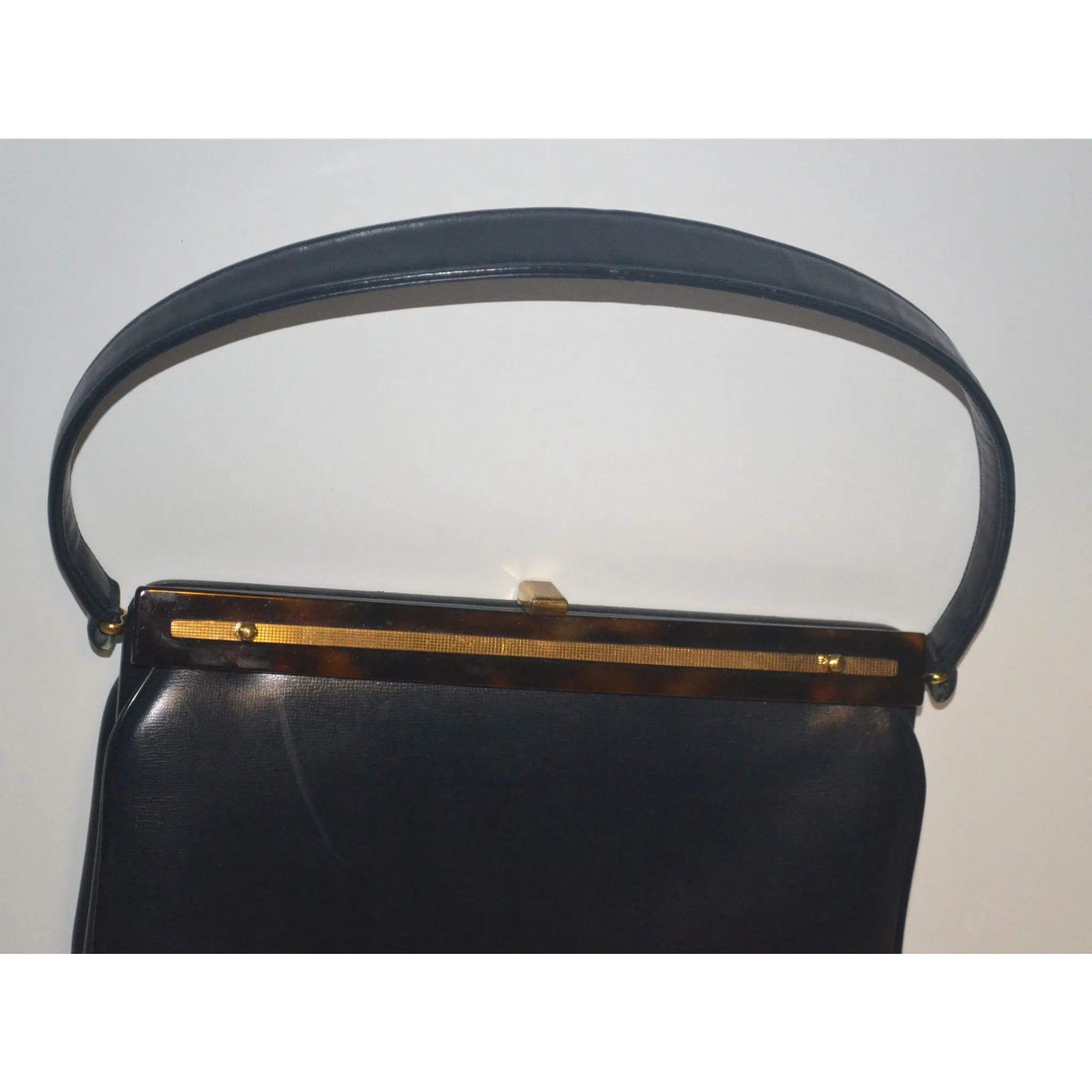 Navy Leather & Tortoise Purse By Susan Gail
