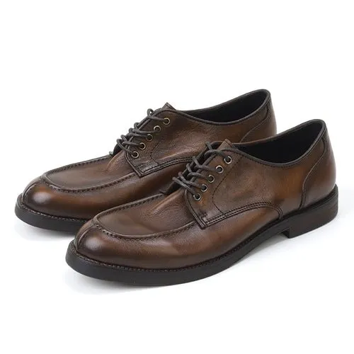 New British leather round toe simple breathable men's shoes