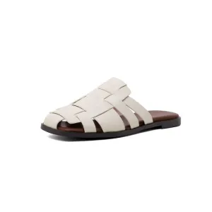 New Leather Women Shoes Casual Slides