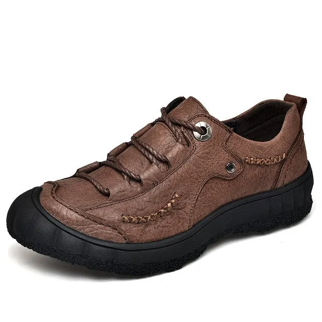 NEW Men Casual Shoes Summer Hiking Shoes Size 38-45 Men Breathable Casual Leather Men Walking Shoes Factory Sales *