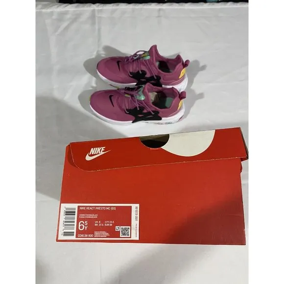 New Youth Size 6.5Y Pink Nike React Presto MC (GS) Running Shoes CD8138 600