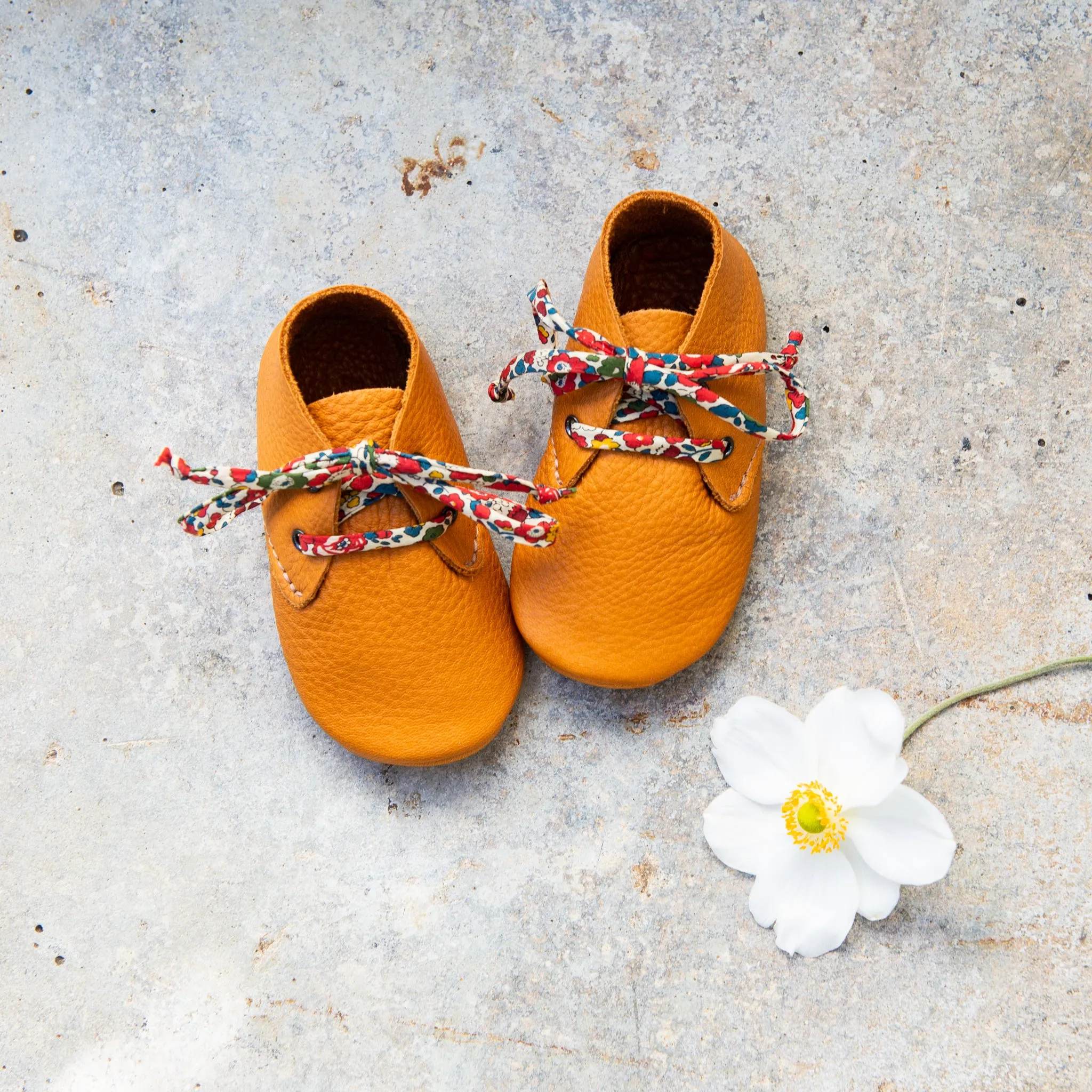 OCHRE TRAVELLERS WITH LIBERTY PRINT LACES