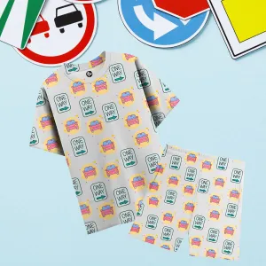 One Way Playful Cars All Over Printed Unisex T-Shirt & Shorts Co-Ord Set