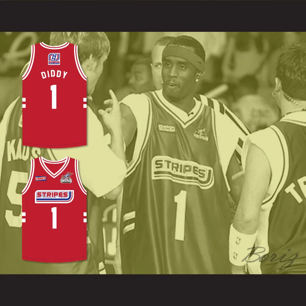 P Diddy 1 Stripes Basketball Jersey Rock N' Jock All Star Jam 2002