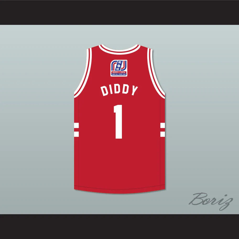 P Diddy 1 Stripes Basketball Jersey Rock N' Jock All Star Jam 2002