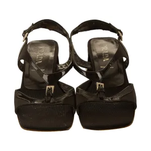 Prada Black Buckle Block Heels