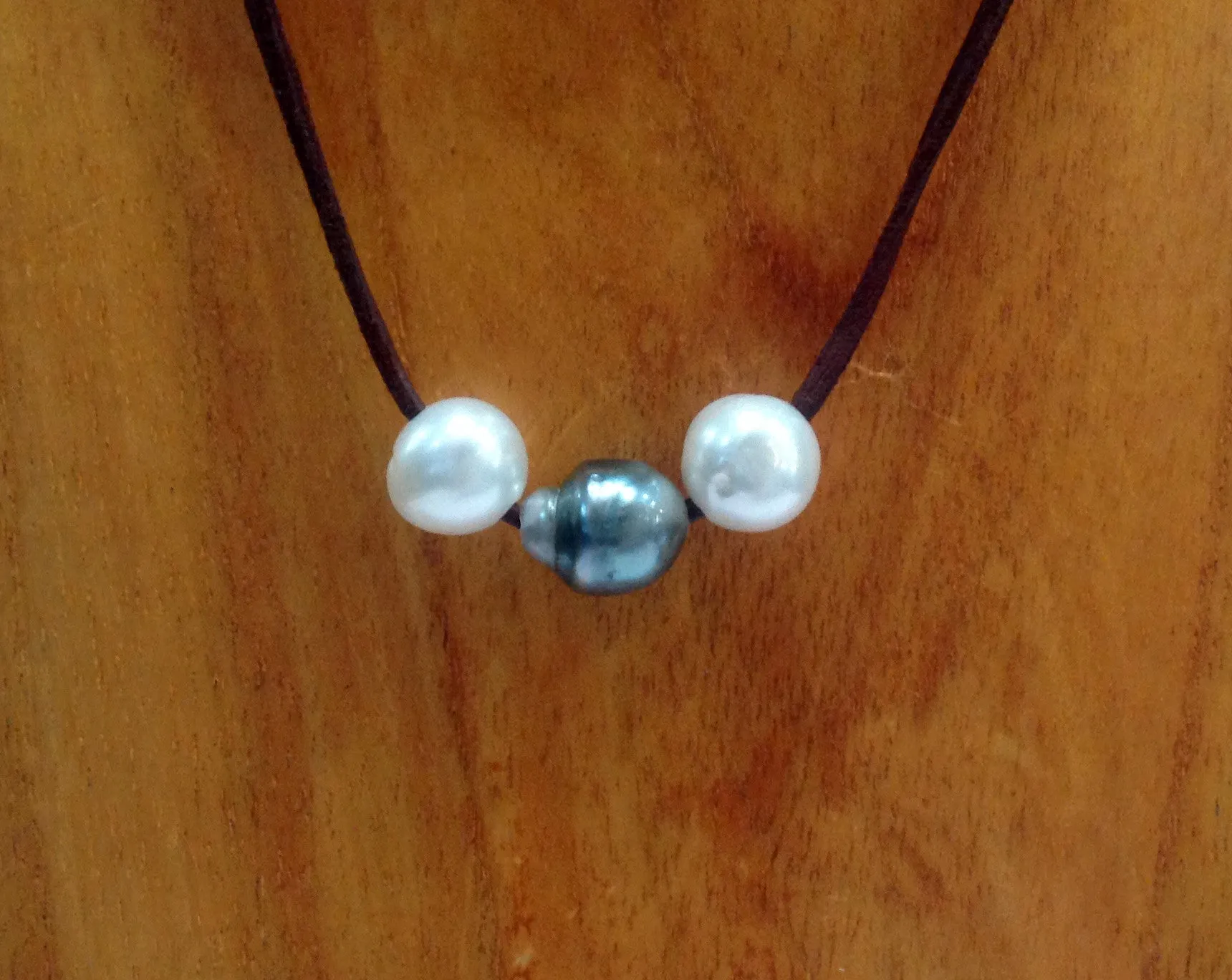 "Triple Scoop" Sliding Tahitian and Freshwater Pearl Necklace
