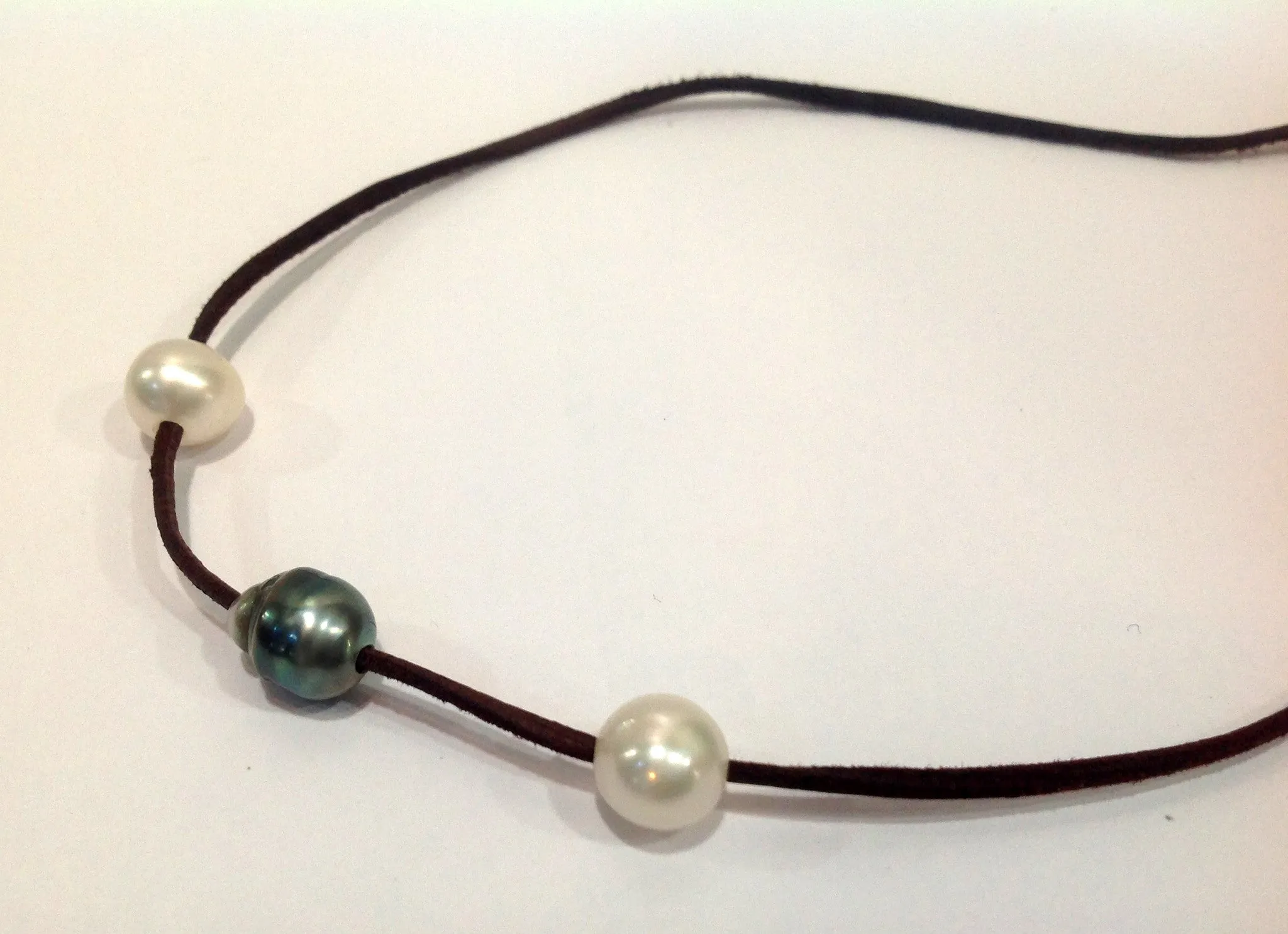 "Triple Scoop" Sliding Tahitian and Freshwater Pearl Necklace