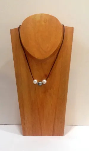 "Triple Scoop" Sliding Tahitian and Freshwater Pearl Necklace