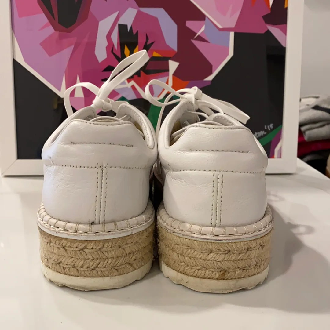 Rag & Bone White Leather Platform Sneaker with Rubber Sole