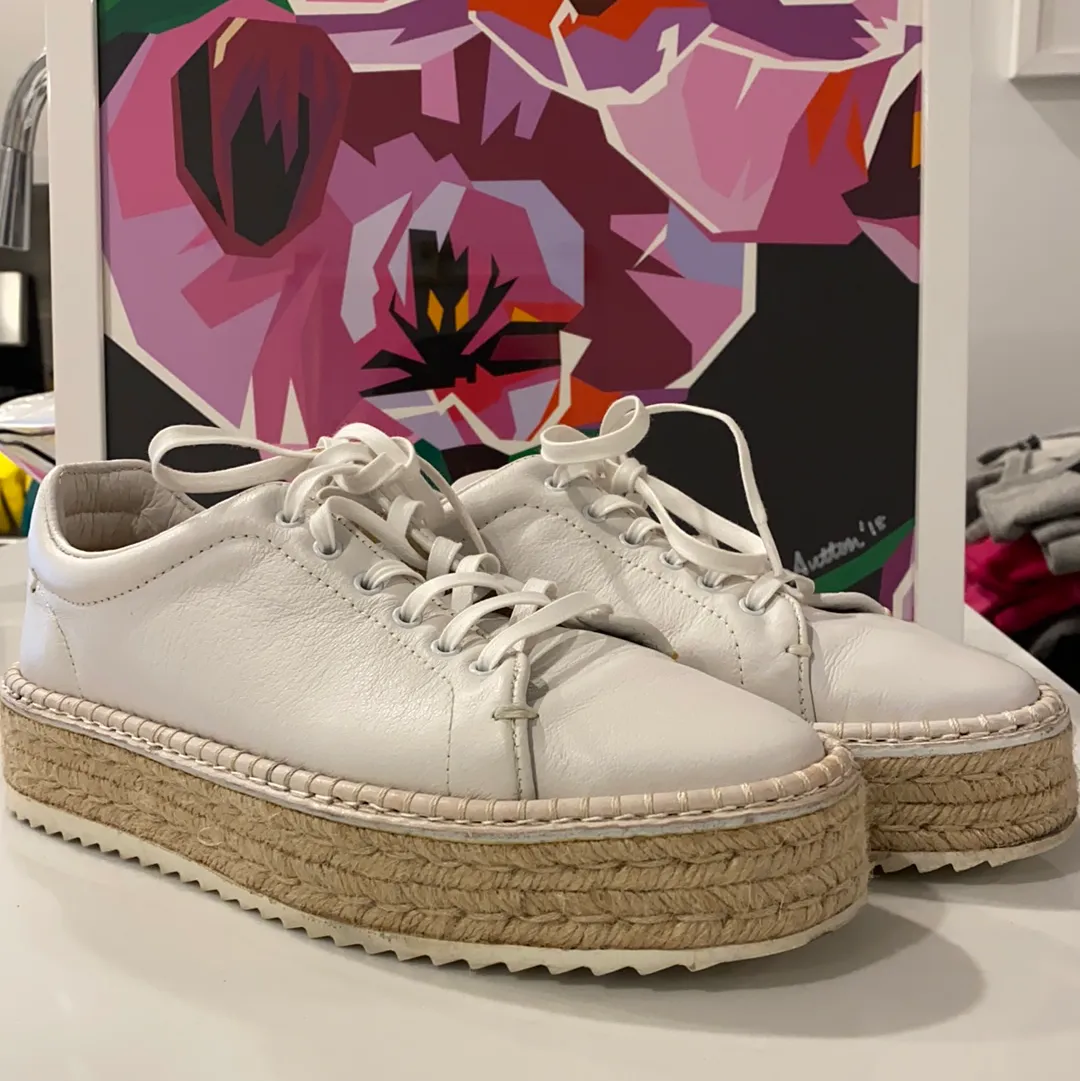 Rag & Bone White Leather Platform Sneaker with Rubber Sole