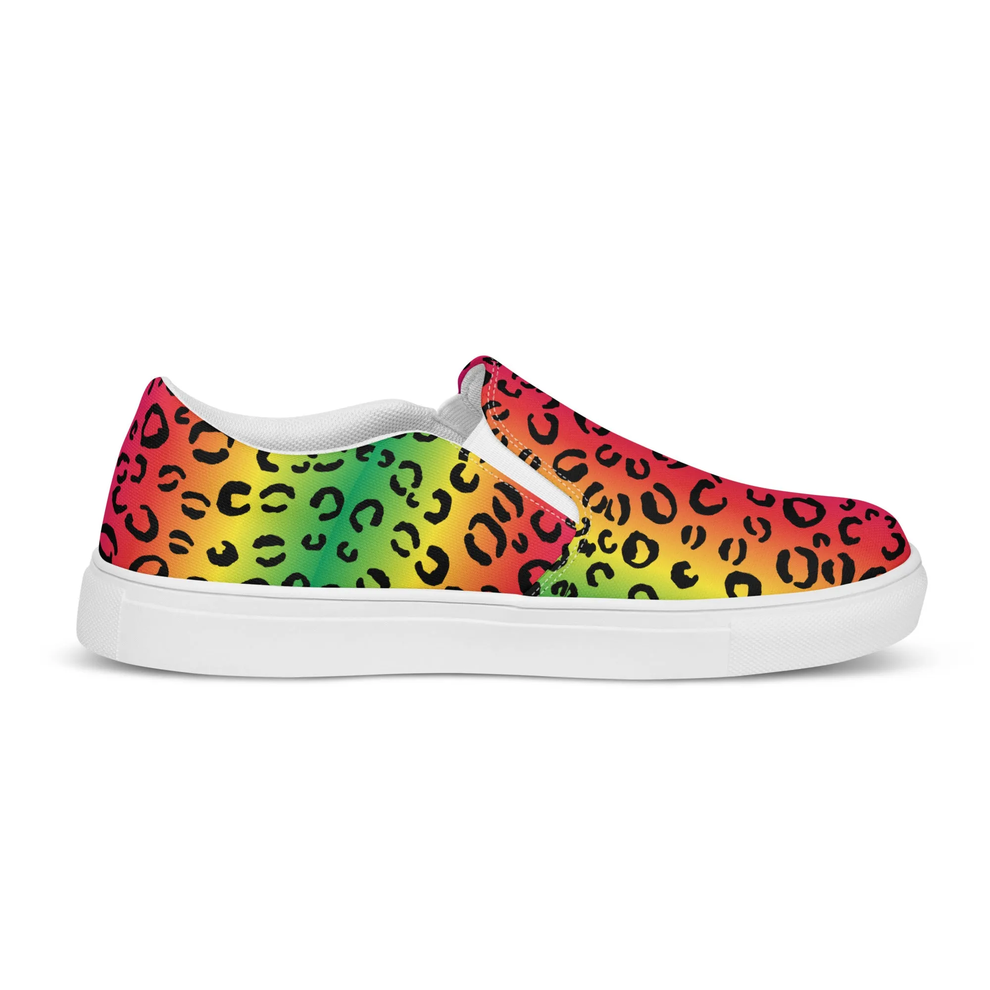 Rainbow leopard Men’s slip-on canvas shoes