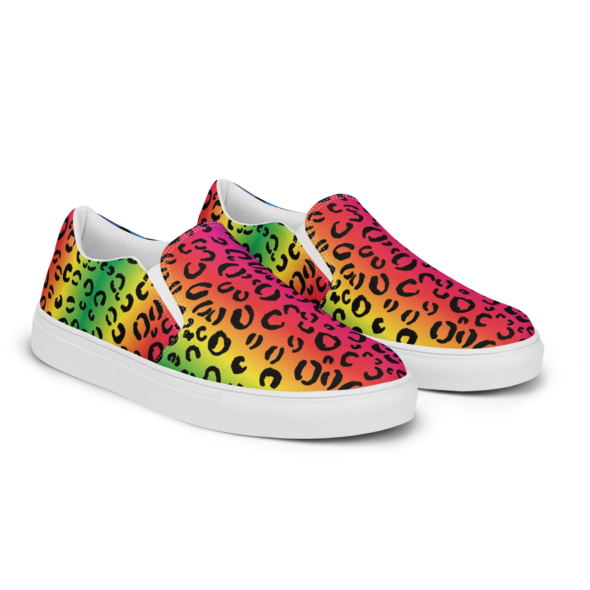 Rainbow leopard Men’s slip-on canvas shoes