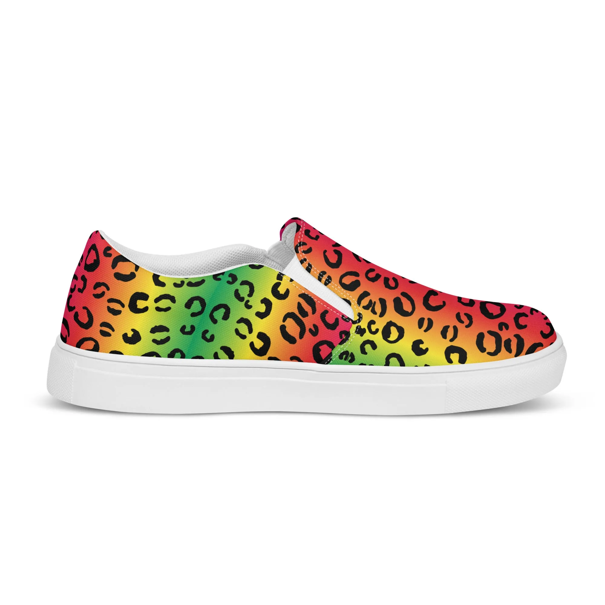 Rainbow leopard Men’s slip-on canvas shoes